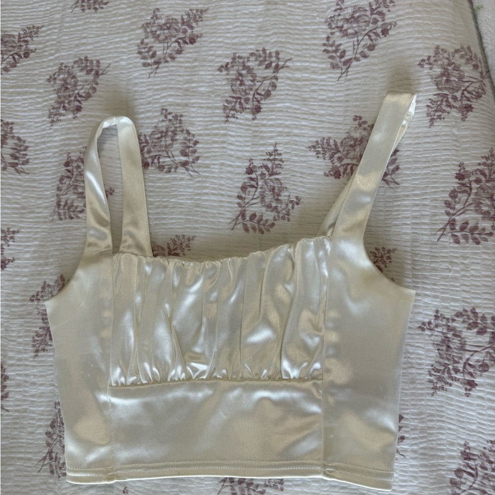 Elegant Cream Satin Women's Top